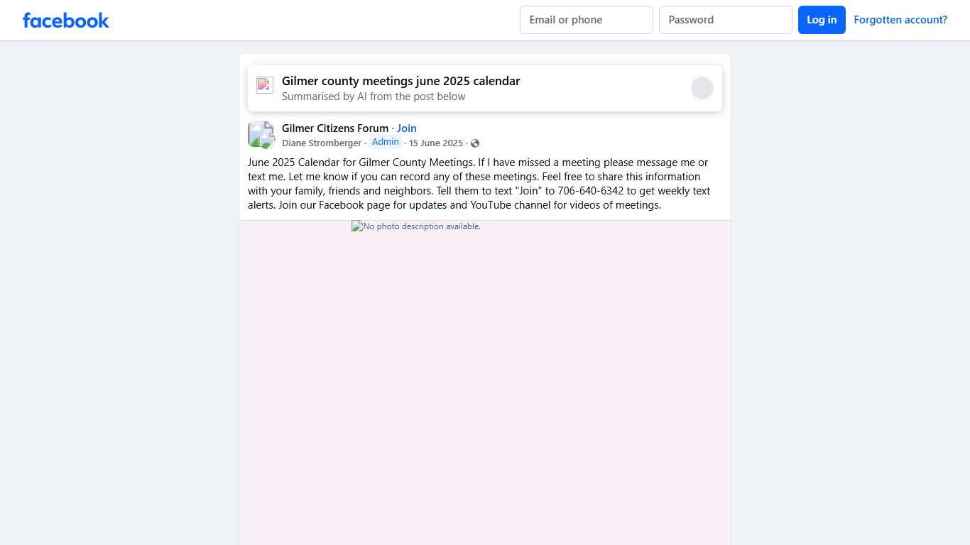 Gilmer Citizens Forum | June 2025 Calendar for Gilmer County Meetings | Facebook